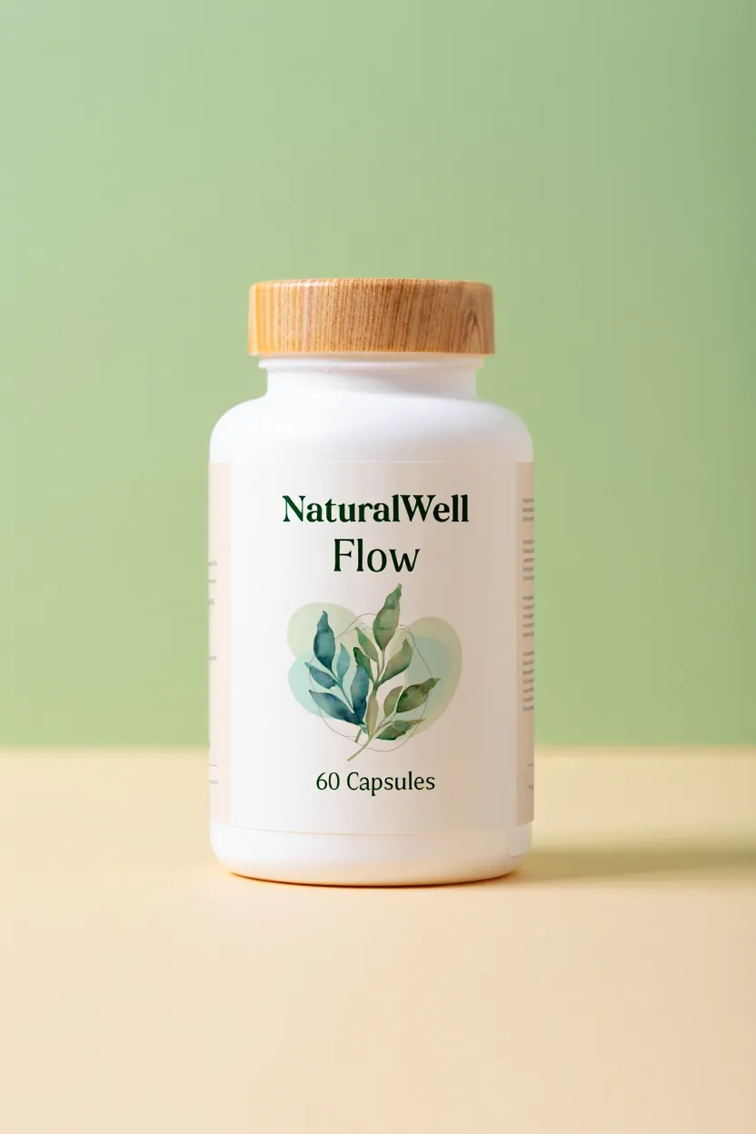 NaturalWell Flow supplement bottle containing 60 capsules for daily wellness support